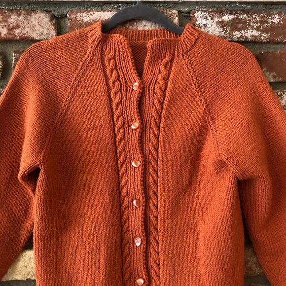 Vintage 1960s Wool Knit Buttoned Cardigan Sweater - Picture 9 of 11